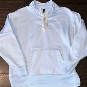 Nike Blue Zip Up Sweater Soft Fleece Casual